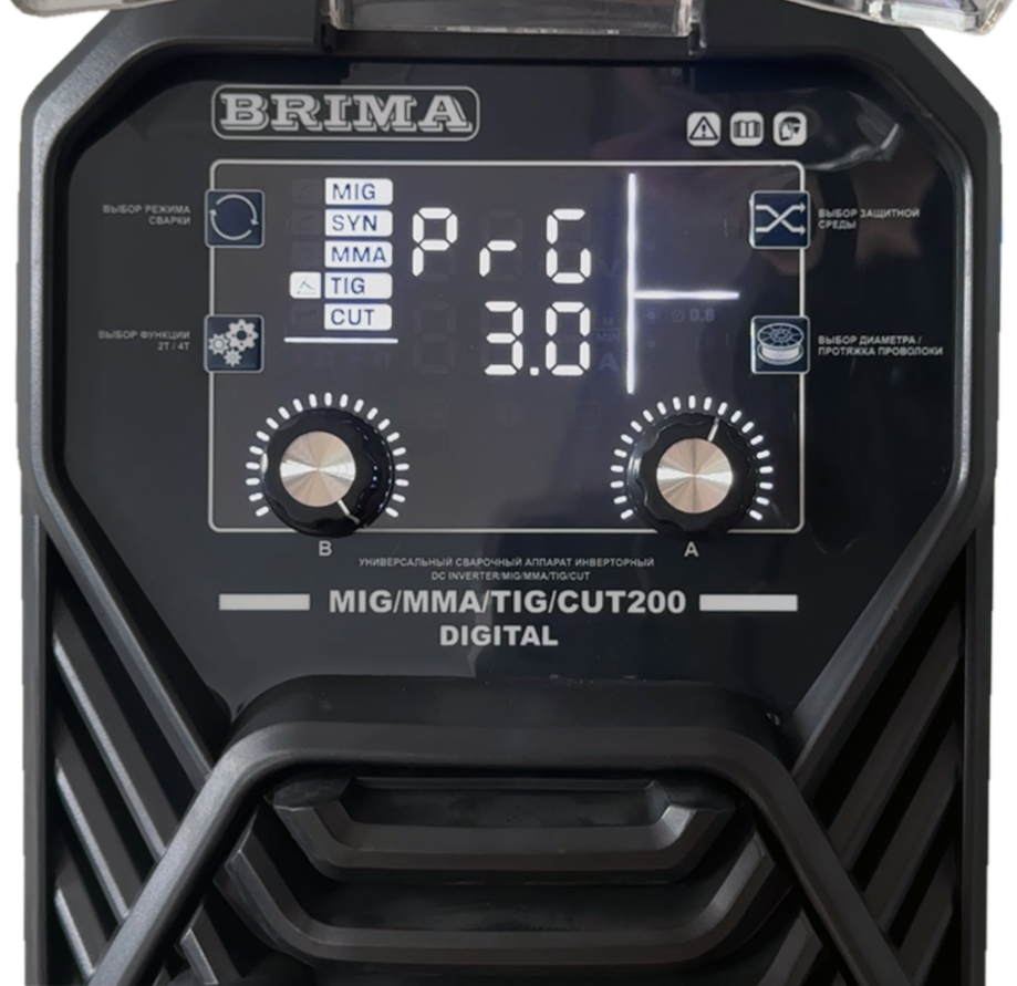 фотография МНОГОФУНКЦИОНАЛЬНАЯ ИНВЕРТОРНАЯ УСТАНОВКА BRIMA MIG/MMA/TIG/CUT200 DIGITAL